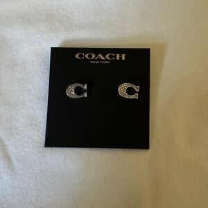 Coach Silver Crystal 'C' Logo Stud Earrings Absolutely Stunning 🤩